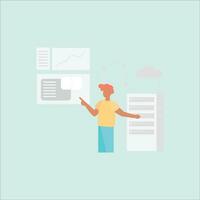 Man with document. Vector illustration in flat style. Man with documents.