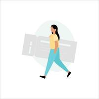 Woman with documents. Vector illustration in flat style on a white background.