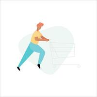 Man is doing push-ups. Vector illustration in flat style.