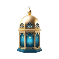 AI generated 3d render islamic lantern isolated on transparent background png