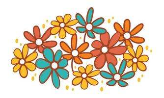 Vector composition of flowers in a cute cartoon style.