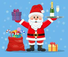 Happy Santa Claus with presents vector