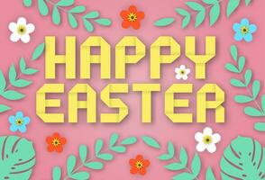 3d abstract paper cut. Happy easter banner template. Greeting Card. Spring holiday flyers, banners, posters and templates design. vector