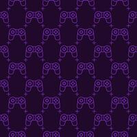 Videogame Controller vector Wireless Gamepad for Gamer line dark seamless pattern
