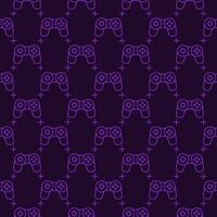 Videogame Controller vector Wireless Gamepad for Gamer line dark seamless pattern