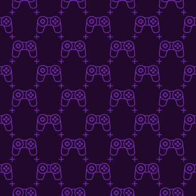 Videogame Controller vector Wireless Gamepad for Gamer line dark seamless pattern