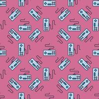 Videogame Controller vector Retro Controlling Wired Device colored seamless pattern