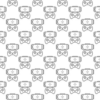 Smartphone Game Controller vector Phone Gamepad seamless pattern in outline style