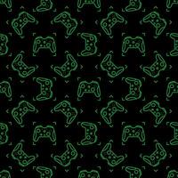 Console Gamepad vector Gamer Device dark seamless pattern in thin line style