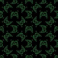 Console Gamepad vector Gamer Device dark seamless pattern in thin line style