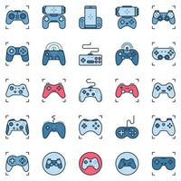 gamepad de colores íconos colocar. vídeo juego controlador señales colección vector