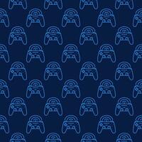 Wireless Videogame Controller vector Joypad blue linear seamless pattern