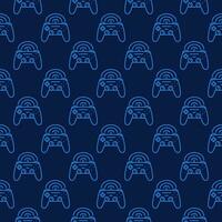 Wireless Videogame Controller vector Joypad blue linear seamless pattern