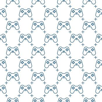 Computer Videogame Controller vector Gamepad minimal linear seamless pattern