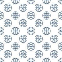 Drone and Earth Globe vector concept outline seamless pattern
