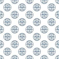 Drone and Earth Globe vector concept outline seamless pattern