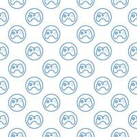 Game Controller inside Circle vector Gamepad seamless pattern in outline style