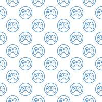 Game Controller inside Circle vector Gamepad seamless pattern in outline style