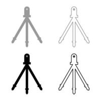 Laser level tool measure building on tripod engineering equipment device for builder construction tool set icon grey black color vector illustration image solid fill outline contour line thin flat