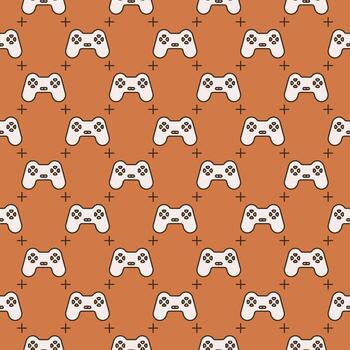 Videogame Controller vector Computer Gamepad colored retro seamless pattern