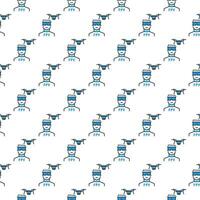 Man with Goggles and FPV Drone vector colored seamless pattern