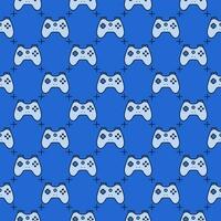 Gamer Game Controller vector Gamepad colored blue seamless pattern