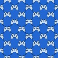 Gamer Game Controller vector Gamepad colored blue seamless pattern