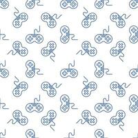 Wired Video Game Controller vector Gaming Device minimal outline seamless pattern