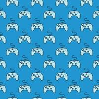 Computer Gamepad vector Gamer Controlling Device blue modern seamless pattern