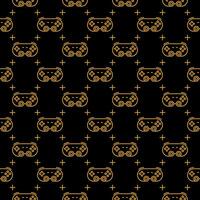 Video Game Controller or Gamepad vector dark outline seamless pattern