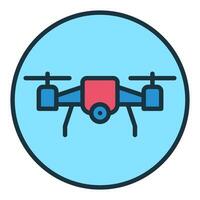 Quadrotor inside Circle vector Drone concept colored round icon