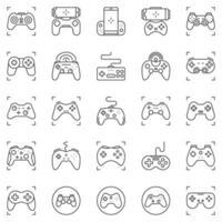 gamepad contorno íconos conjunto - juego controlador para jugador concepto señales colección vector