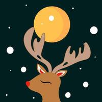 a deer with a yellow moon in the background vector