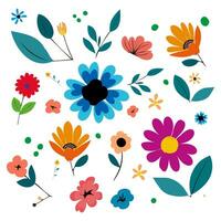 Flower vector set. leaves and petals.