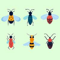 conjunto de linda insectos aislado vector ilustración en plano estilo.