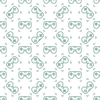 Video Game Controller vector Gaming Device for Games Lover outline seamless pattern