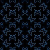 Game Controller for Gamer vector Gamepad dark seamless pattern in outline style