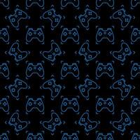 Game Controller for Gamer vector Gamepad dark seamless pattern in outline style