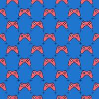 Red Game Controller - Gamepad vector Controlling Device blue seamless pattern
