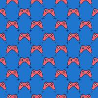 Red Game Controller - Gamepad vector Controlling Device blue seamless pattern