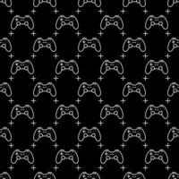 Wireless Video Game Controller vector Gamepad black seamless pattern in outline style