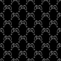 Wireless Video Game Controller vector Gamepad black seamless pattern in outline style