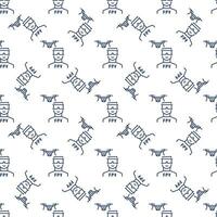FPV Drone and Man with Goggles vector concept outline seamless pattern