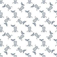 FPV Drone and Man with Goggles vector concept outline seamless pattern