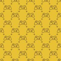 Gamepad or Controller vector yellow seamless pattern in thin line style