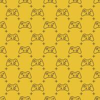 Gamepad or Controller vector yellow seamless pattern in thin line style