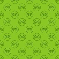 Video Game Controller in Circle vector Joypad linear green seamless pattern