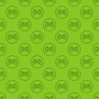 Video Game Controller in Circle vector Joypad linear green seamless pattern