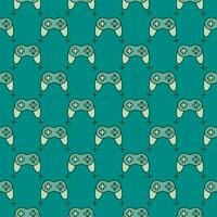 PC Gamepad vector Wireless Game Controller green creative seamless pattern