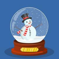 snow glass globe with Christmas snowman vector